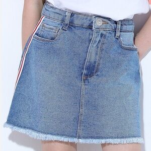 NWOT Topshop Moto Red White Blue & Sparkle Glitter Size Strip Skirt Size 8